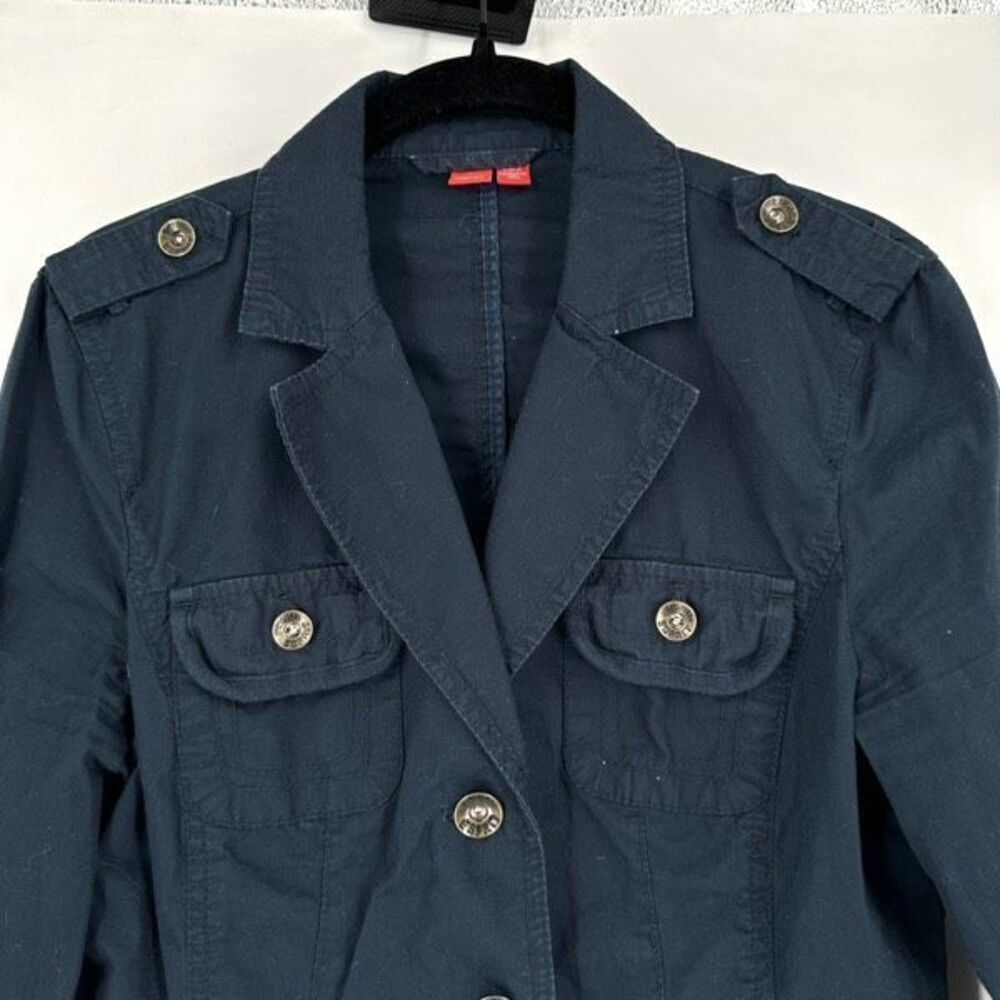 Vintage Y2K Esprit Women's Cotton Pockets Button Front Jacket Navy Blue Small - Picture 9 of 9